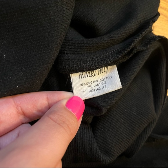 Princess Polly black ribbed midi skirt with slit size 4 - Picture 6 of 6